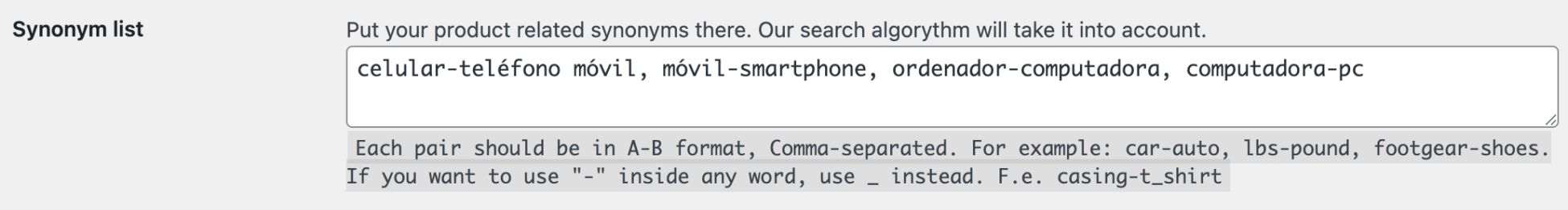 Configurar busqueda-de-productos-por-sinonimos-plugin-WooCommerce-Search-Engine